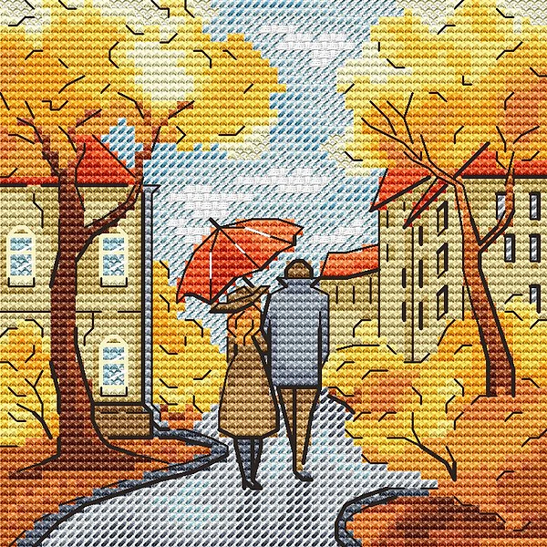 Осенняя прогулка(на канве) .jpg